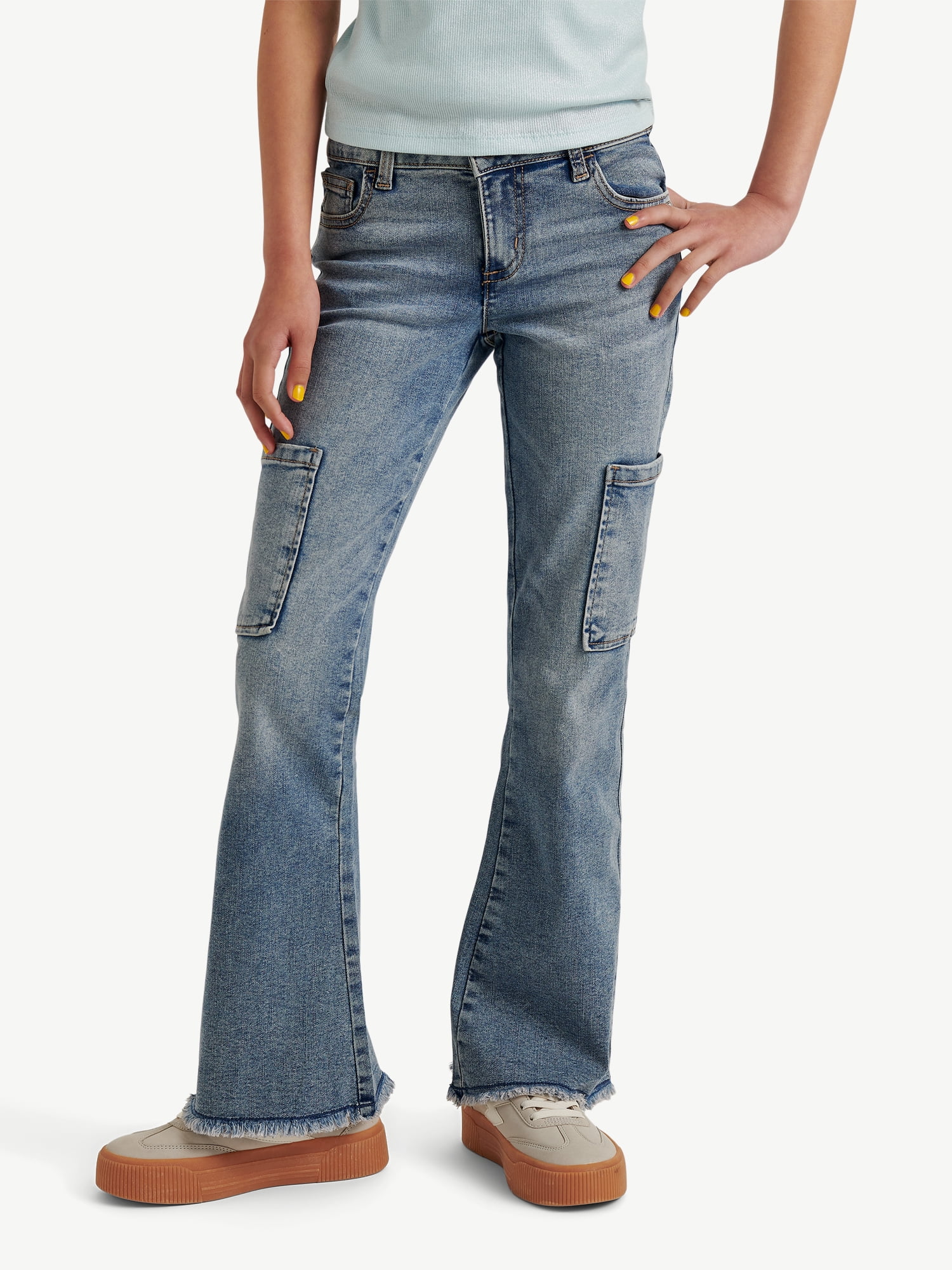Justice Girls Cargo Flare Jeans, Sizes 6-18, Slim & Plus