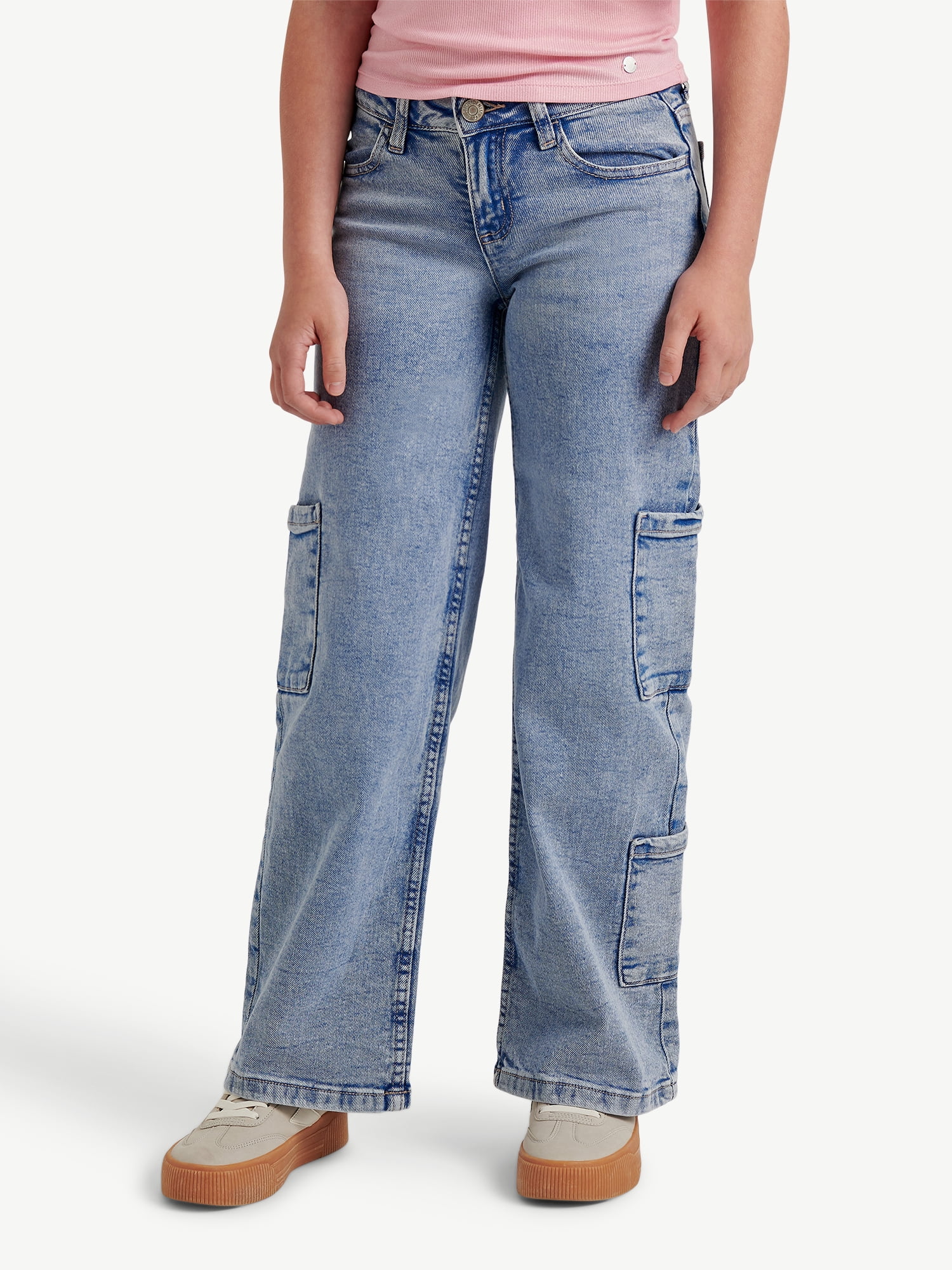 Justice Girls Cargo Wide Leg Jeans, Sizes 6-18, Slim & Plus
