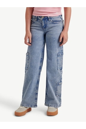 Girls Cargo Wide Leg Jeans, Sizes 6-18, Slim & Plus
