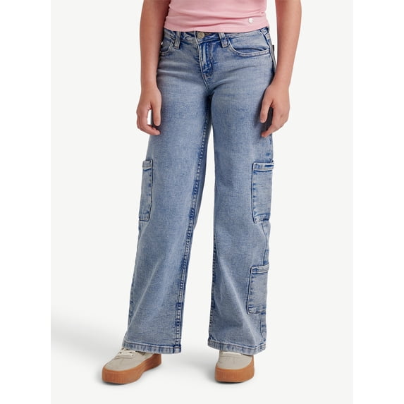 Justice Girls Cargo Wide Leg Jeans, Sizes 6-18, Slim & Plus