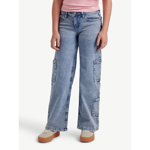Justice Girls Cargo Wide Leg Jeans, Sizes 6-18, Slim & Plus