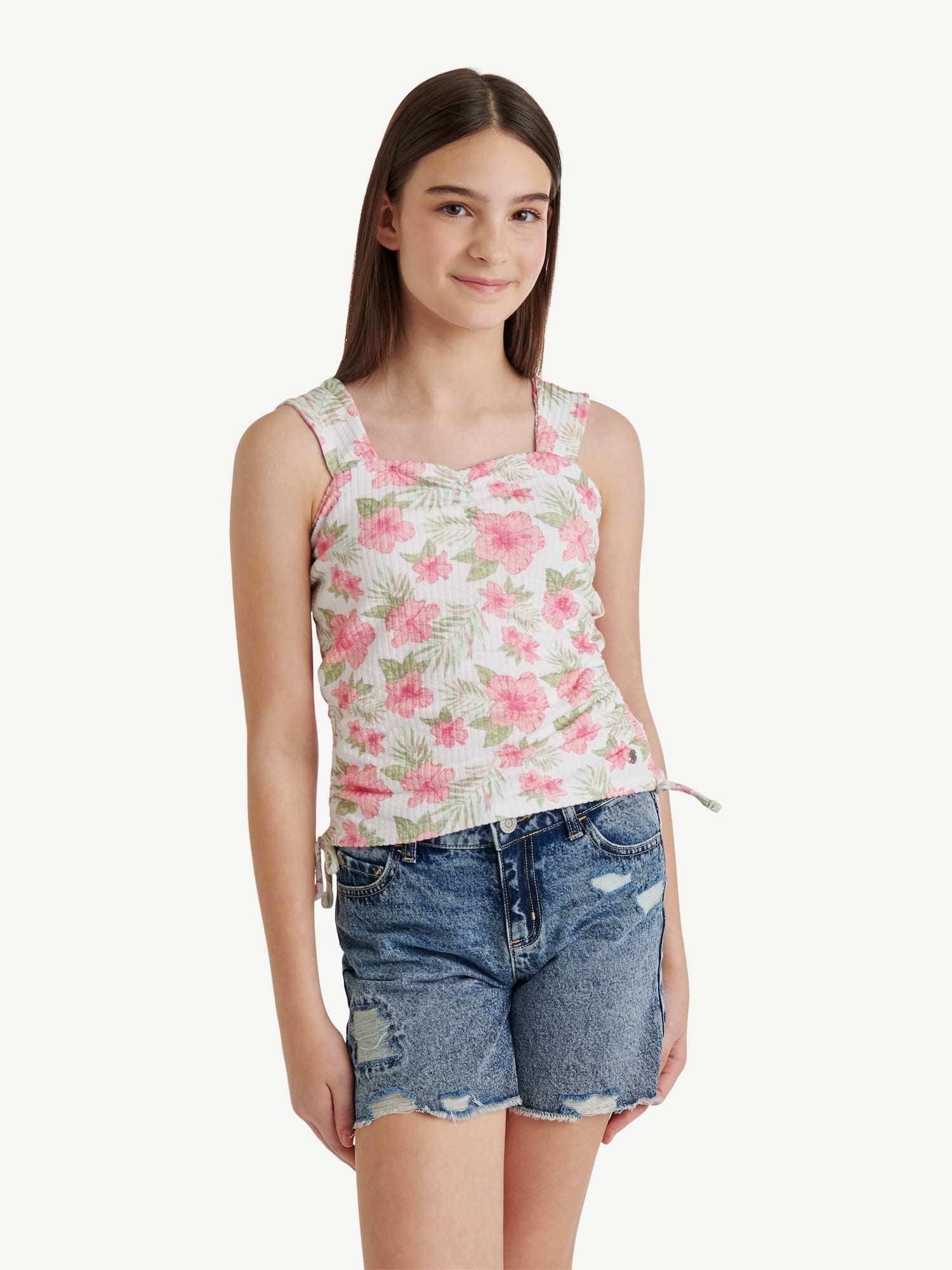 Justice Girls Cinched Floral Tank, Sizes XS - XLP