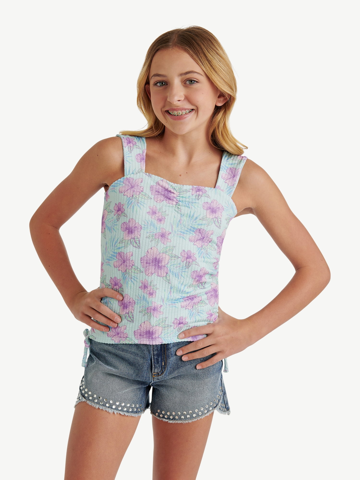 Justice Girls Woven Mix Tank Top, Sizes XS-XLP - Walmart.com