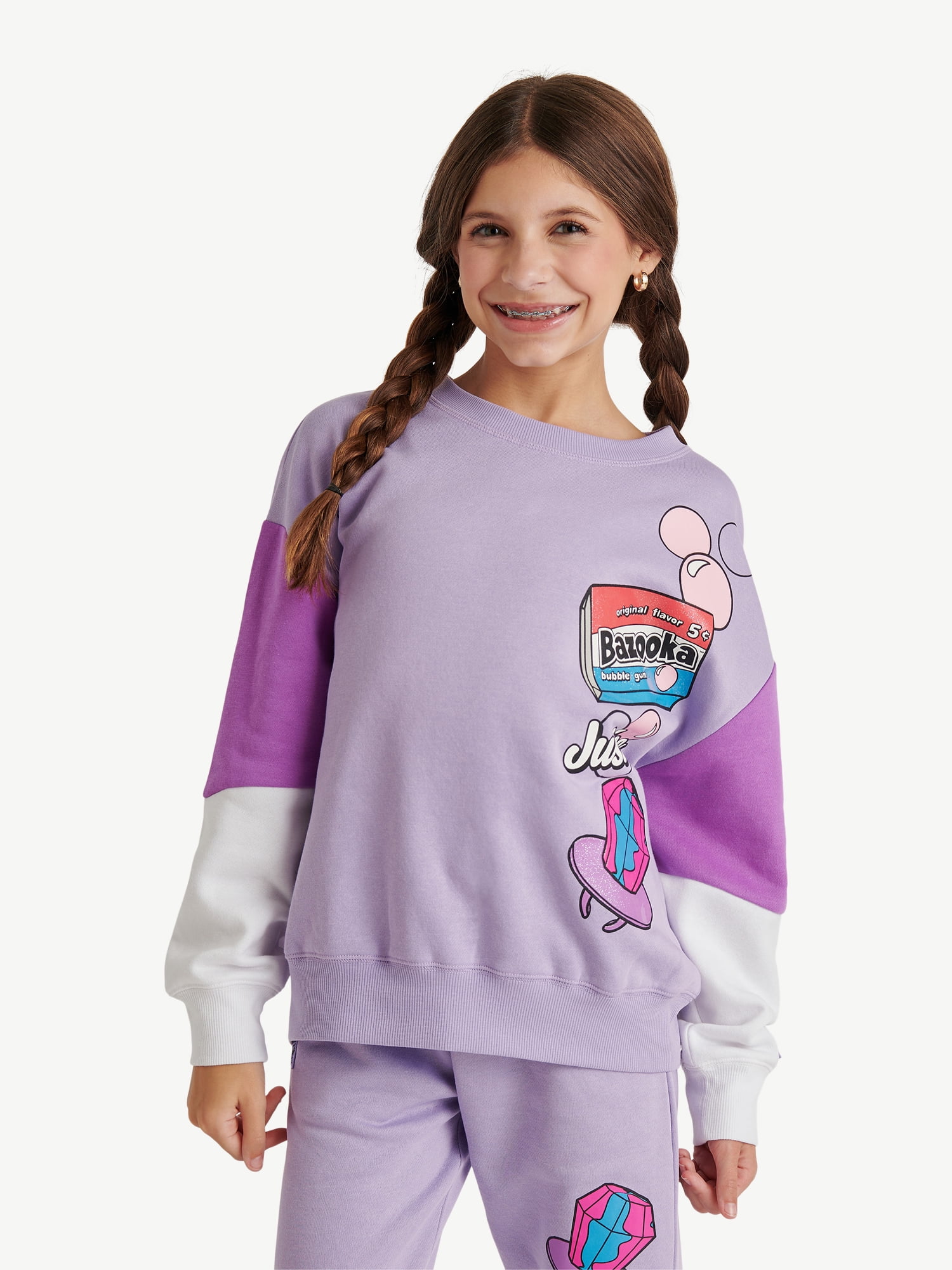 Justice Girls Candy Collab Crew, XS-XLP, Fleece, Long Sleeve