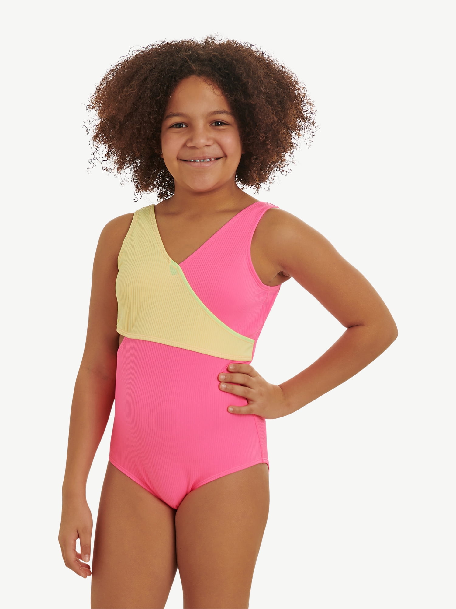 Justice Girls Color Blocked Crossbody One-Piece, Sizes 5-18