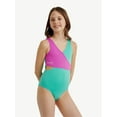 thumbnail image 1 of Justice Girls Color Blocked Crossbody One-Piece, Sizes 5-18, 1 of 7