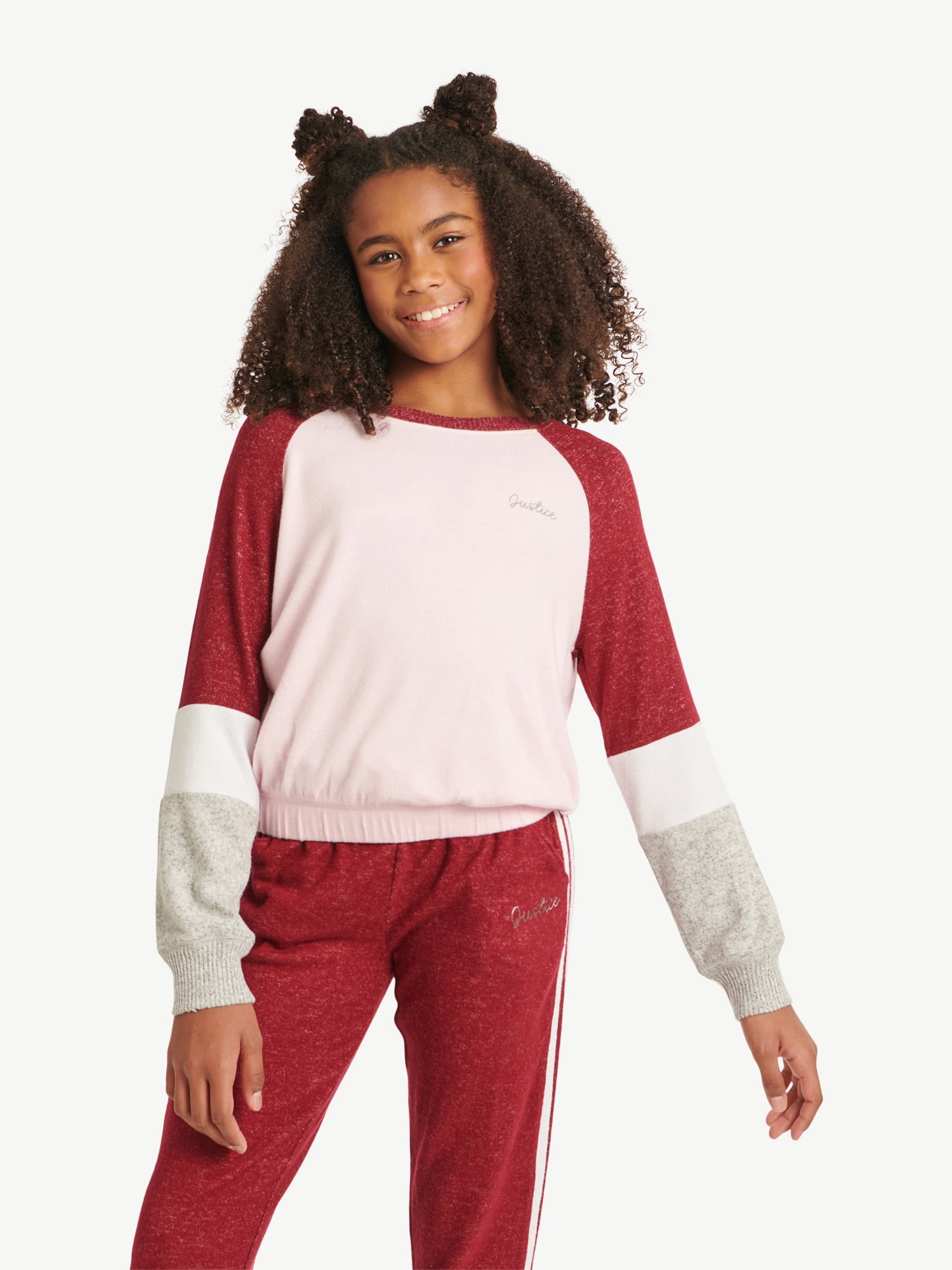 Justice Girls Colorblock Hacci Sweatshirt, Sizes Sizes 518 & Plus