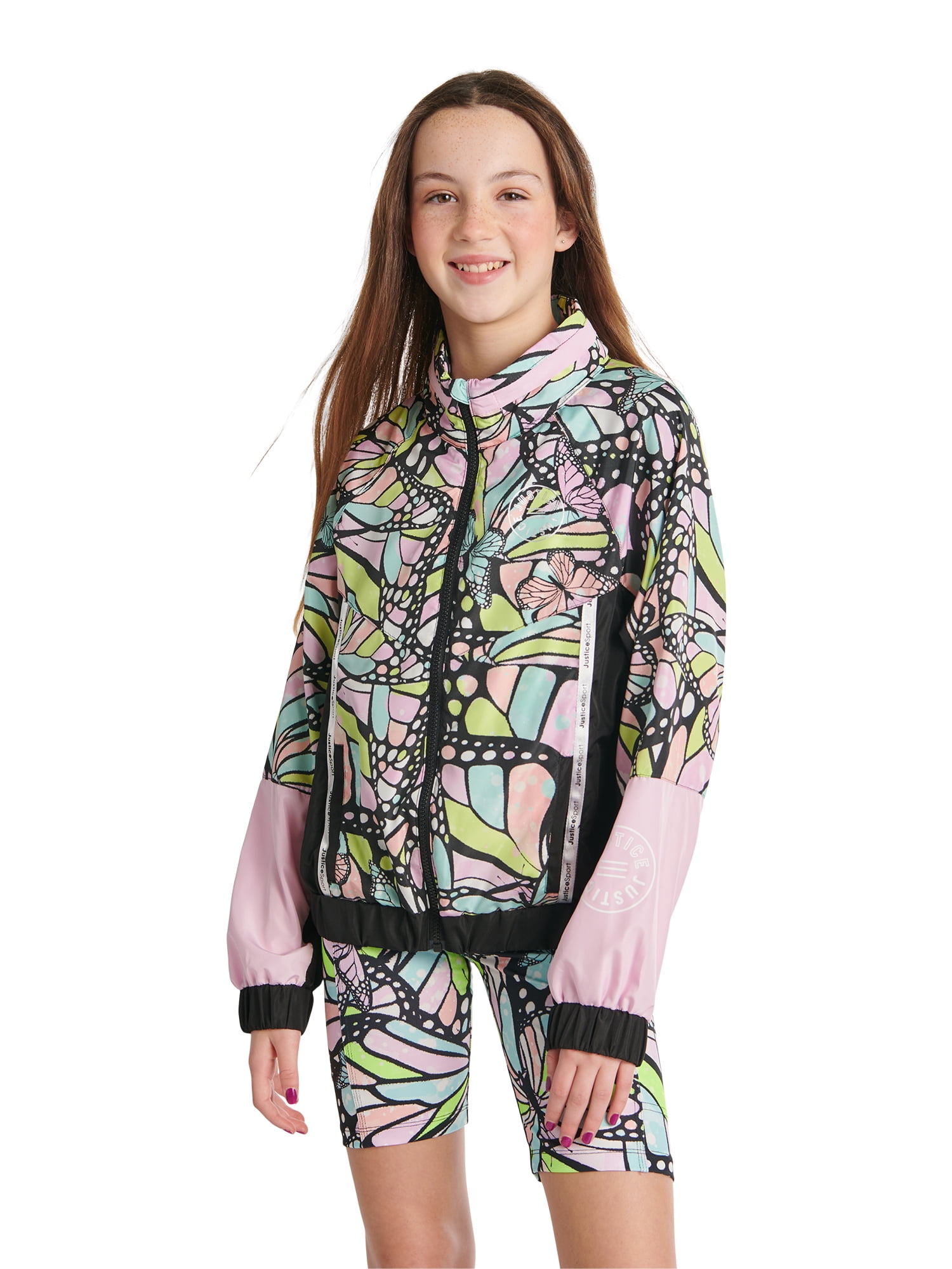 Justice Girls Colorblocked Full-Zip Windbreaker Jacket, Sizes 5-18