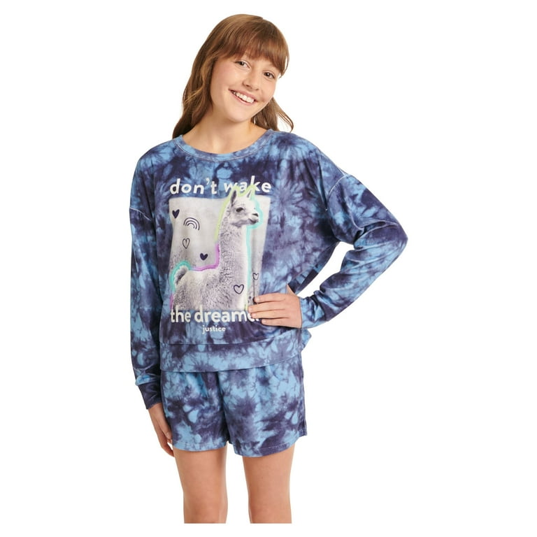 Justice Girls Cozy Fleece Pajama Set, Long Sleeve Top Sleep