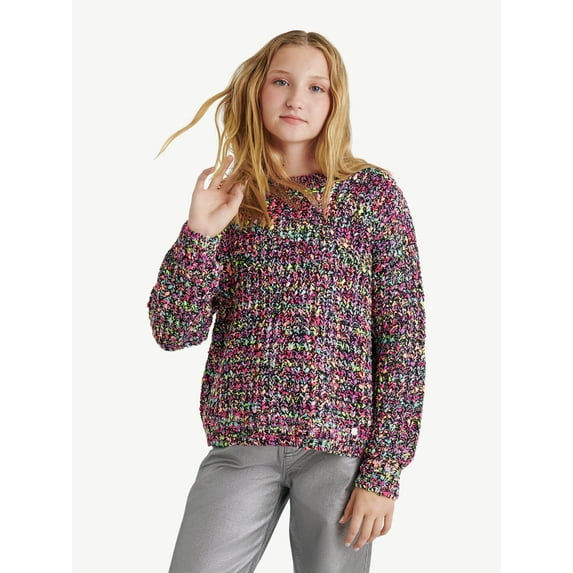 Justice Girls Crew Neck Popcorn Sweater, Sizes Xs-Xlp