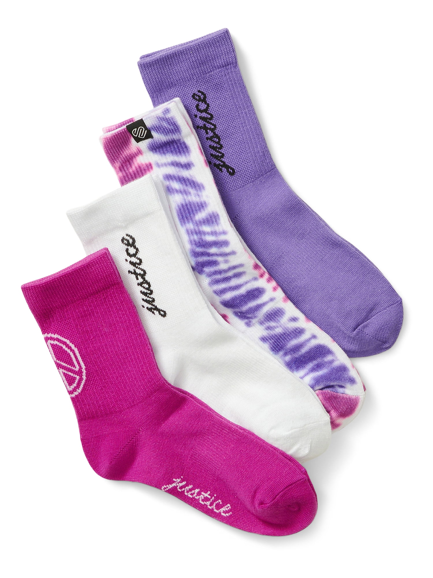 Justice, Girls Crew Socks, 4Pack, Sizes ML