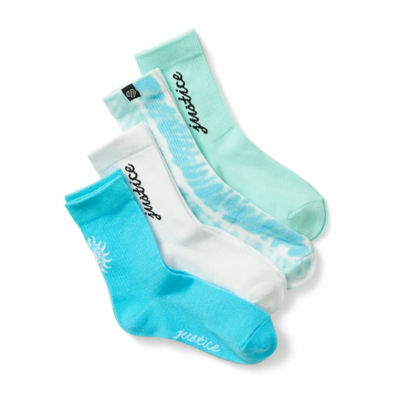 Justice, Girls Crew Socks, 4-Pack, Sizes M-L