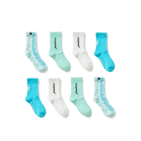 Justice Girls Crew Socks, 8-Pack, Sizes M-L