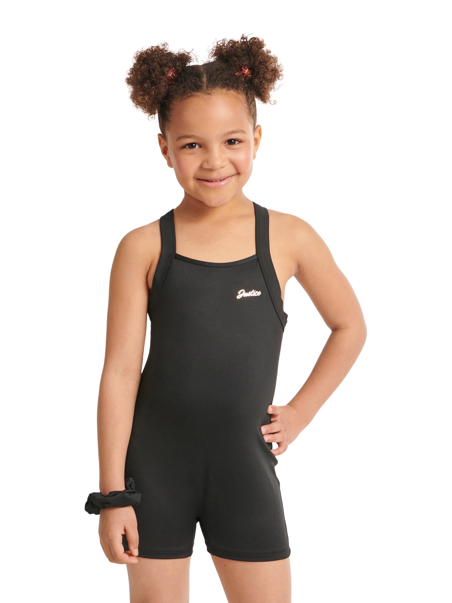 Justice Girls Dance and Gymnastics Biketard with Scrunchie, Sizes XS-XL