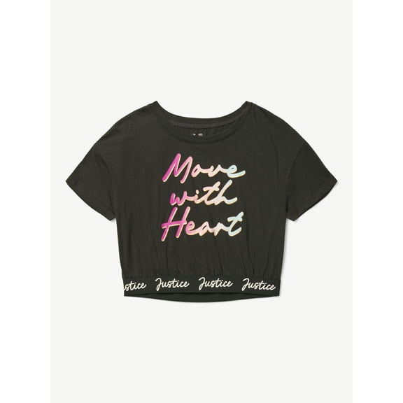 Justice Girls Cropped Shirt, Graphic Crop Tee for Dance and Gymnastics, Sizes XS-XL