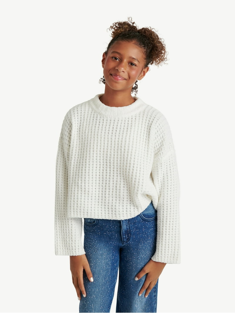 Justice Girls Drop Shoulder Mock Neck Sweater - Walmart.com
