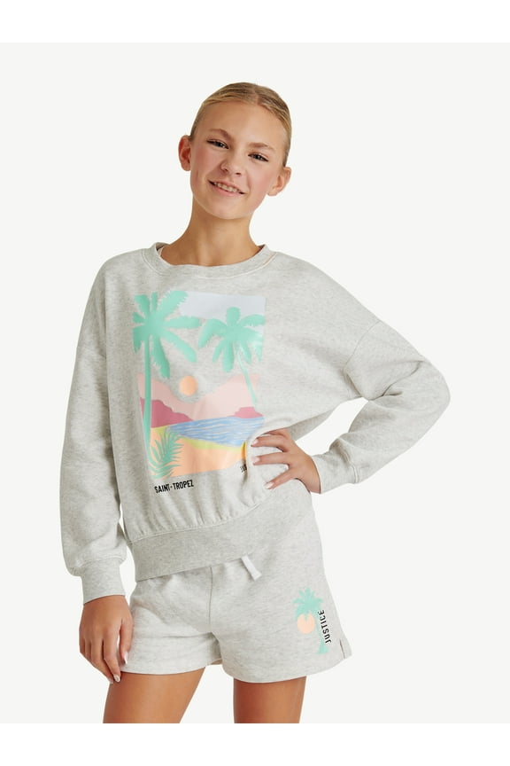 Girls Fleece Crew Neck, Sizes XS - XLP