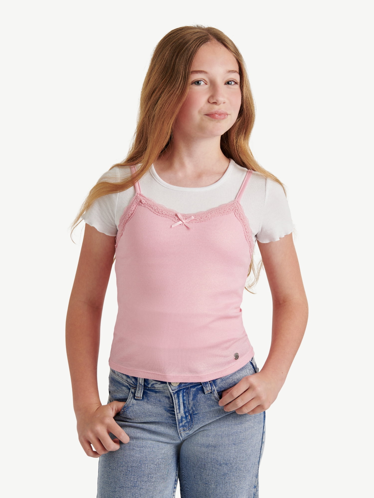 Justice Girls Cami 2fer Tee, Sizes XS - XLP