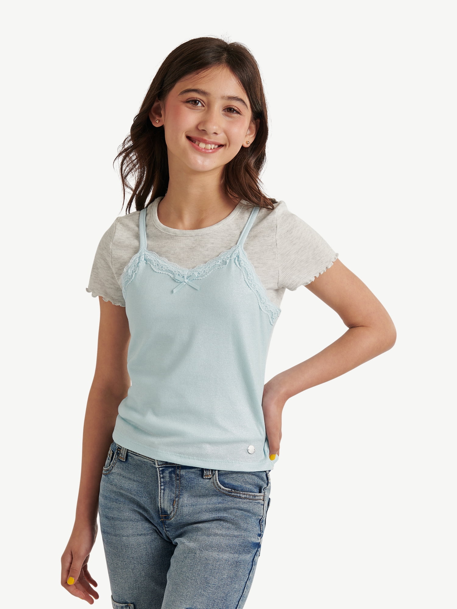 Justice Girls Cami 2fer Tee, Sizes XS - XLP