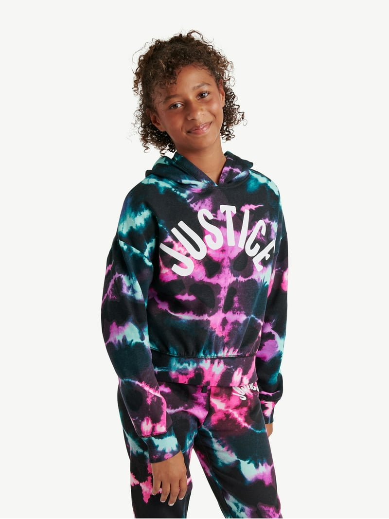 Justice Girls Rib Hem Hoodie - Sizes XS-XLP - Graphic, Vibrant