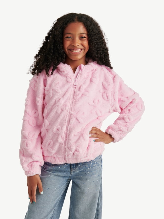 Girls Embossed Fleece Jacket, Sizes XS - XL