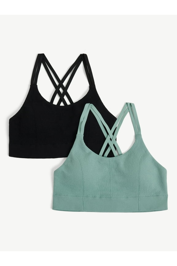 Girls Engineered Seamless Rib Bra, 2-Pack, Sizes 28-38