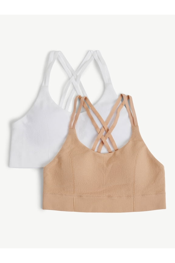 Girls Engineered Seamless Rib Bra, 2-Pack, Sizes 28-38