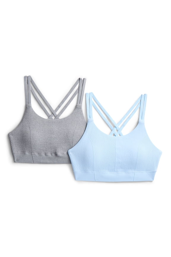 Girls Engineered Seamless Rib Bra, 2-Pack, Sizes 28-38