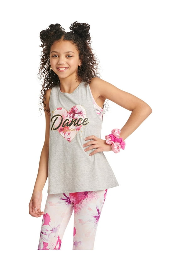 Girls Fashion Dance Tank with Built in Sports Bra, Sizes S-XL