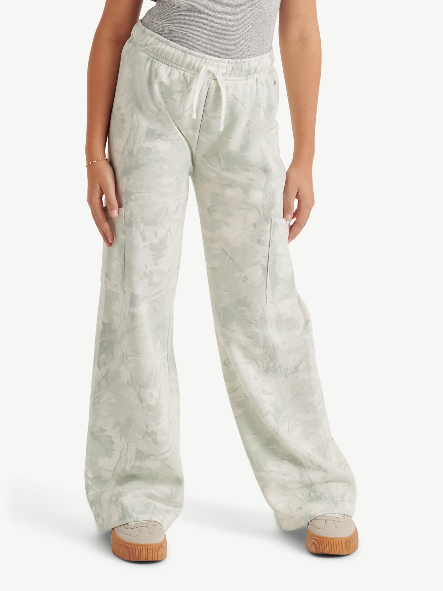 Justice Girls Fleece Cargo Wide Leg Pants, Sizes XS - XLP