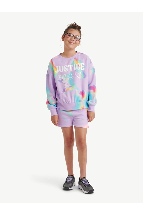 Girls Fleece Crew and Short 2-Piece Set, Sizes XS-XLP