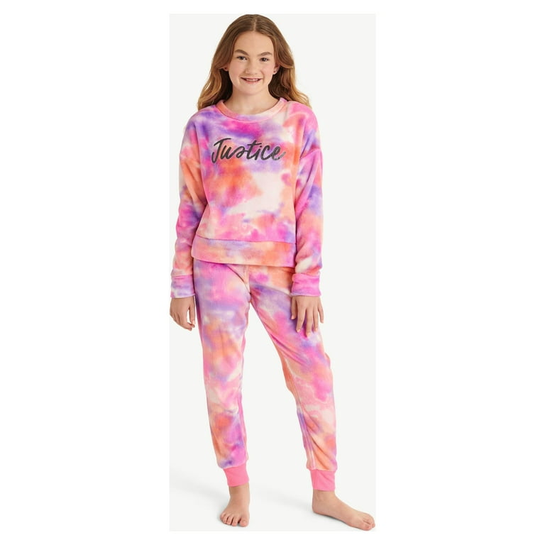 Justice Girls Fleece Long Sleeve Top and Jogger Pant 2 piece Pajama Set Sizes 5 18 Plus Walmart