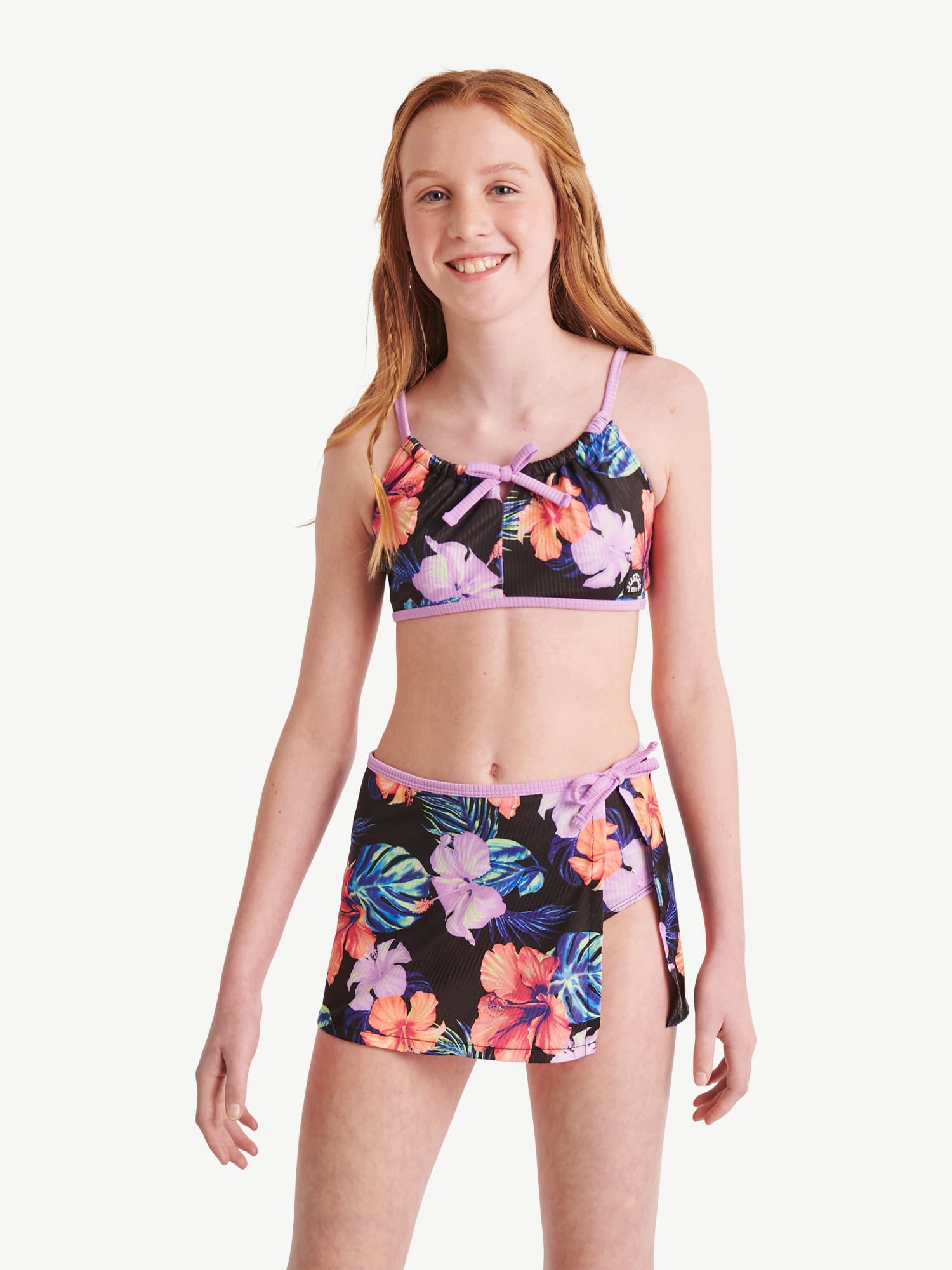 Justice Girls Beach X Bikini Floral Swimsuit, Sizes 5-18 