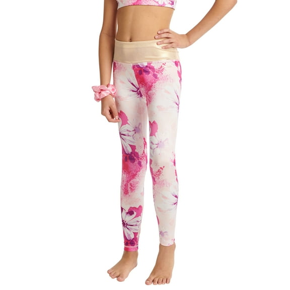 Justice Girls Floral Full Length Dance Leggings, Sizes XS-XL