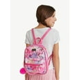 thumbnail image 1 of Justice Girls' Floral Mini Backpack with Front Chain Detail and Pom Keychain, Pink, 1 of 5