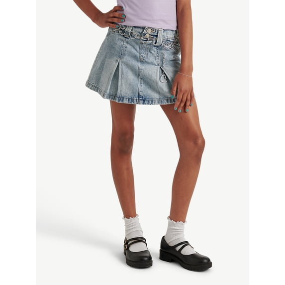 Justice Girls Front Pleat with Chain Denim Skirt, Sizes XS - XLP
