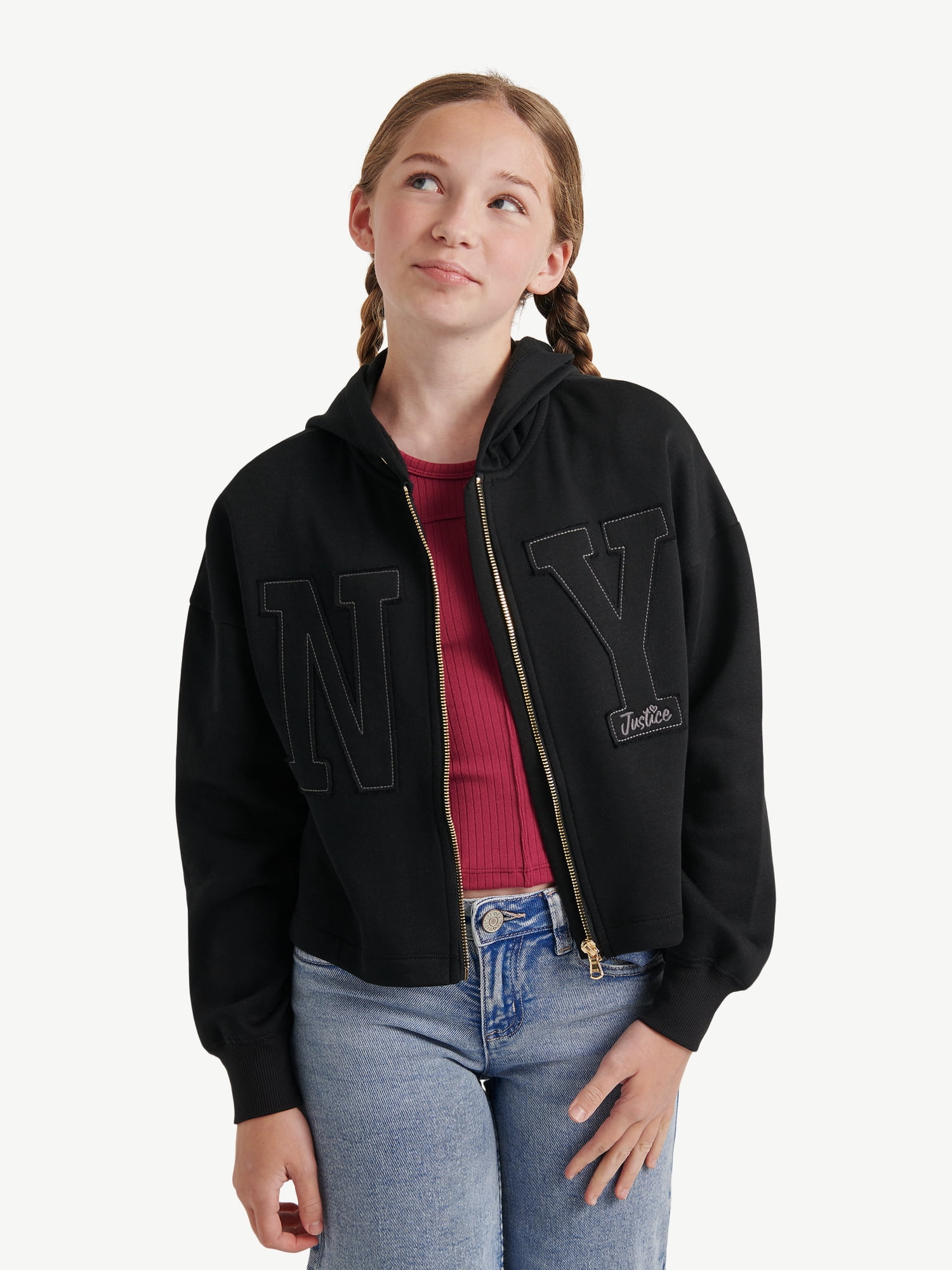 Justice Girls Full Zip Fleece Hoodie, Sizes XS - XLP