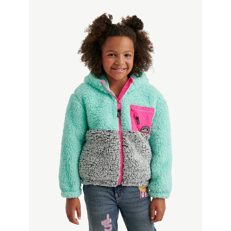 Justice Girls Full Zip Plush Jacket Sizes XS XL Walmart