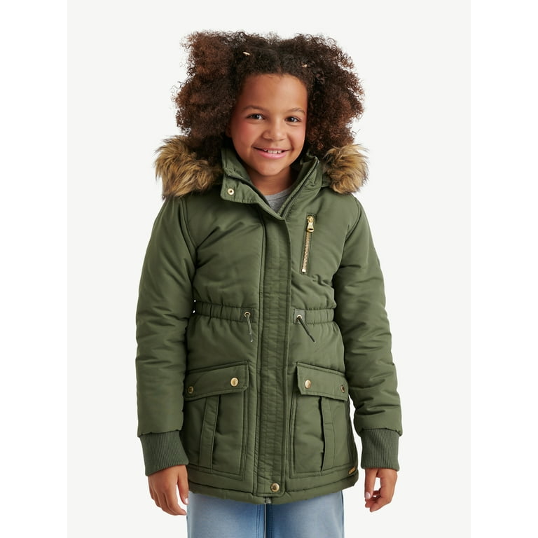 Girls fur lined coat on sale