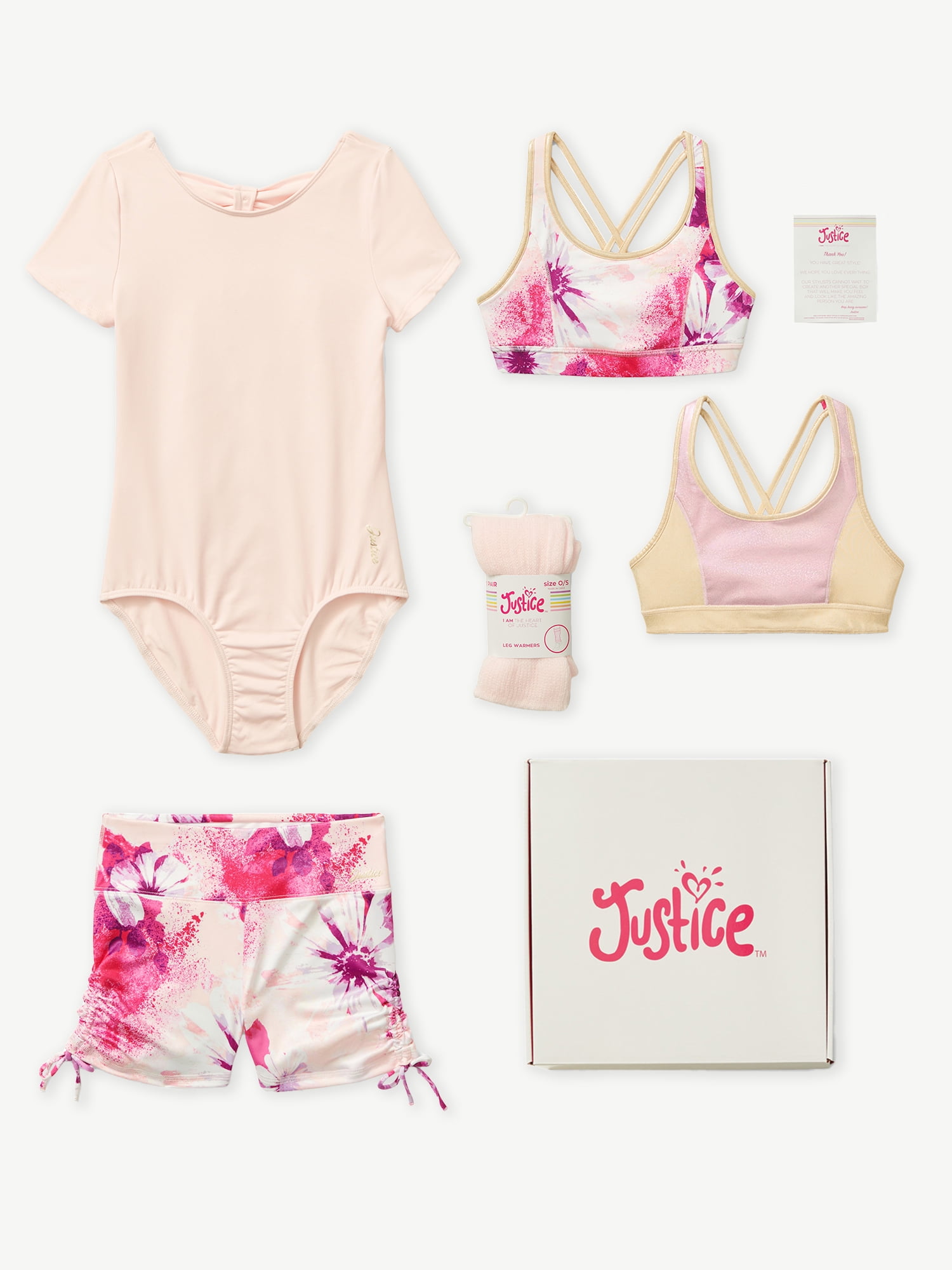 Justice Girls 5-Piece Jsport Gift Box Outfit Bundle with Short