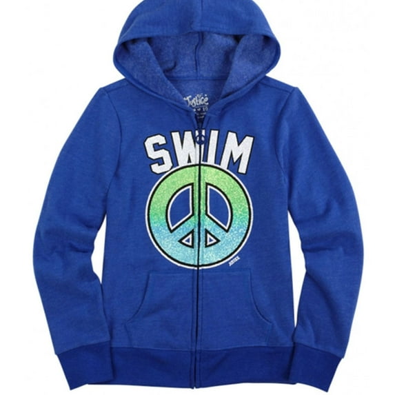 Justice Girls Glitter Sport Hoodie Sweatshirt, Blue, Big Kids (8-20), 5