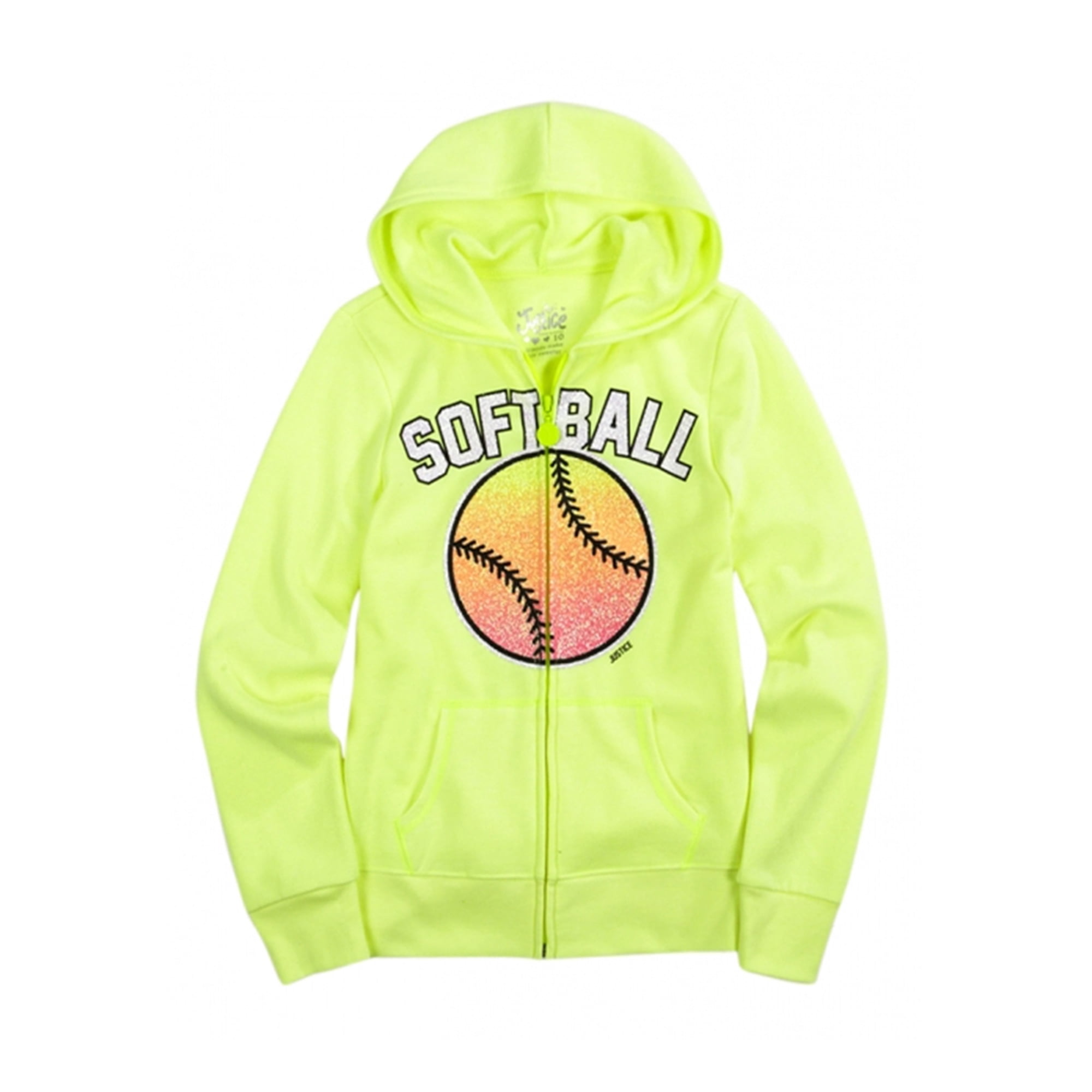 Justice Girls Glitter Sport Hoodie Sweatshirt, Yellow, 5