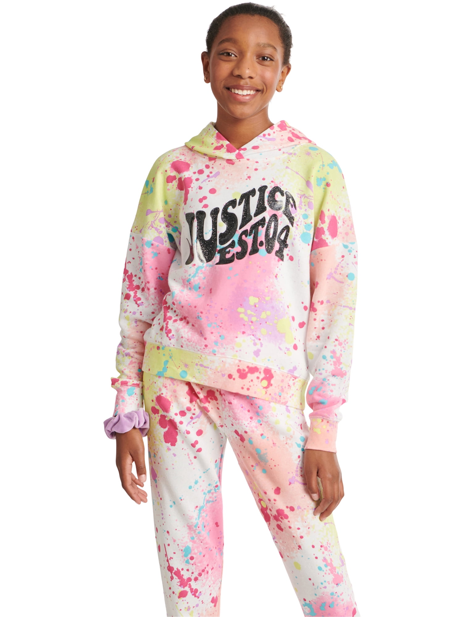 Justice Girls Cozy Graphic Fleece Hoodie, XS-XLP, Comfortable Fall