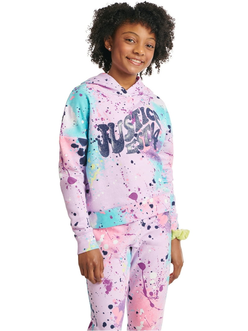 Justice Girls Cozy Graphic Fleece Hoodie, XS-XLP, Comfortable Fall