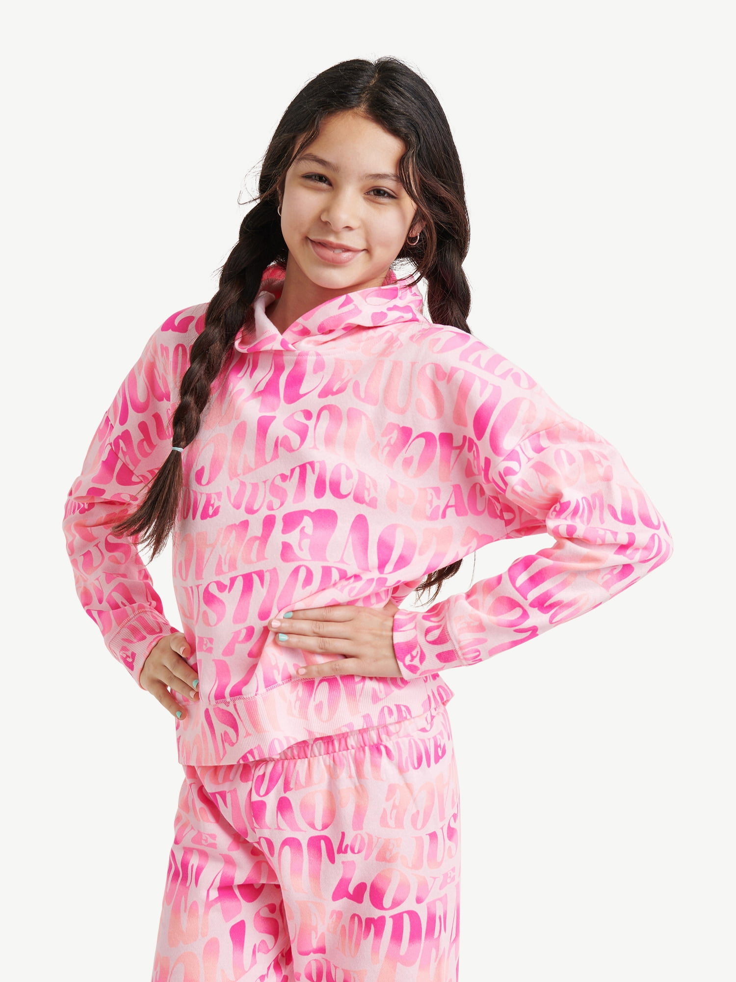 REBEL ESSENTIALS GIRLS FLEECE HOODIE - BLACK