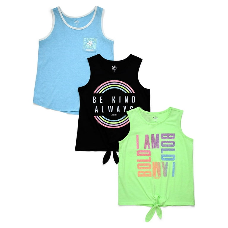 Justice Girls Graphic Tank Set 3 Piece Pack Sizes XS 5 6 XL Plus 16 18 Plus Walmart
