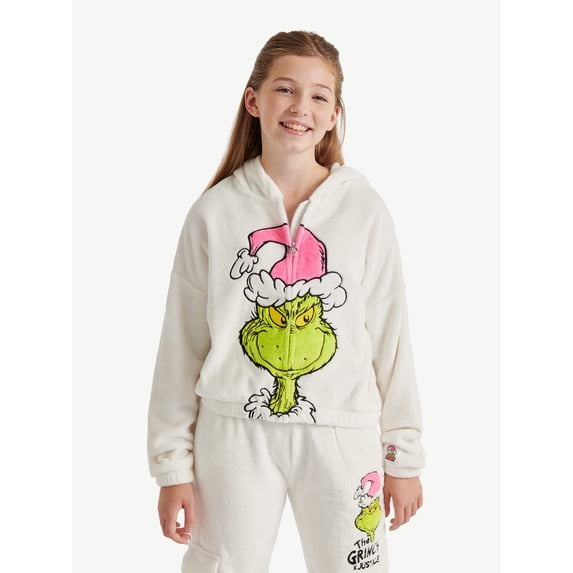 Justice Girls Grinch Collab Full-Zip Hoodie, Sizes XS - XLP