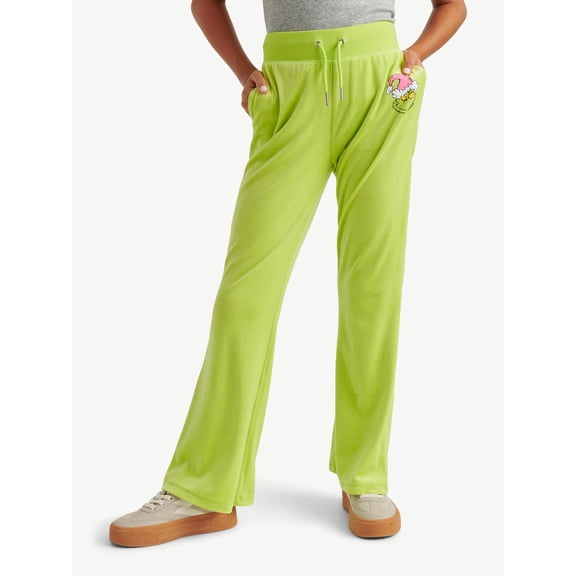 Justice Girls Grinch Collab Velour Flare Sweatpants, Sizes XS - XLP