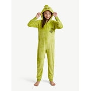 Justice Girls Grinch Hooded Full Zip Onesie Pajama, Sizes 5-18 and Plus