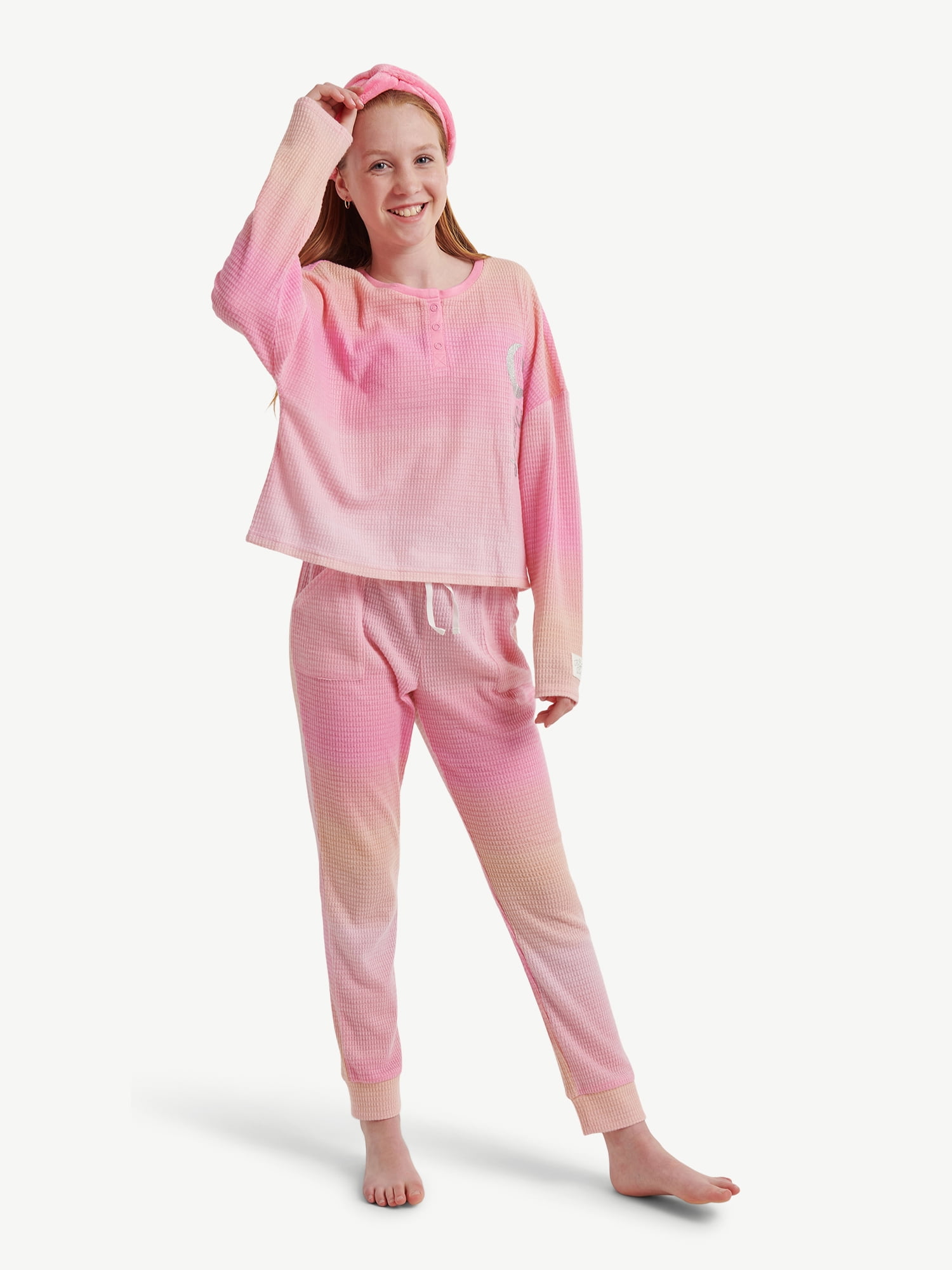 Sleep On It Big Girls Henley Pajamas - Long Sleeve - Save 18%